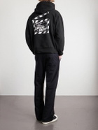 SAINT MXXXXXX - I Love Saint Logo-Print Cotton-Jersey Hoodie - Black