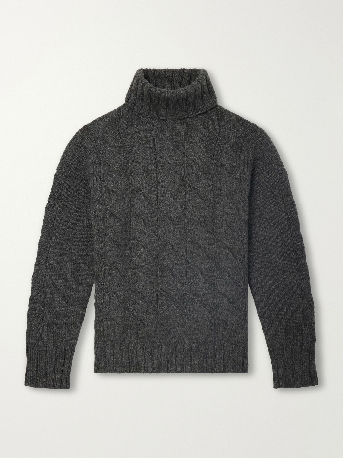 N.PEAL - Cashmere Cable-Knit Rollneck Sweater - Gray