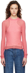 Victoria Beckham Pink Embroidered Crewneck