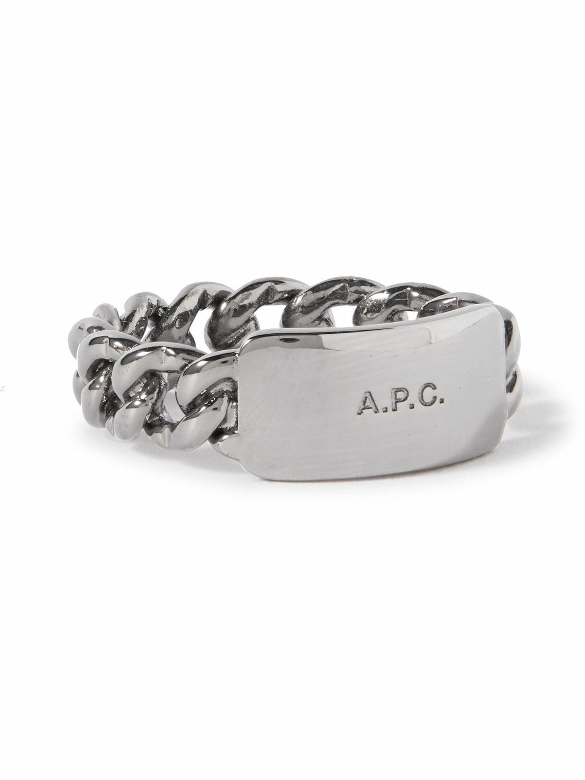 Photo: A.P.C. - Darwin Logo-Engraved Gunmetal-Tone Ring - Gray