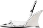 Versace Silver Gianni Ribbon Metallic Wedge 95mm Heels