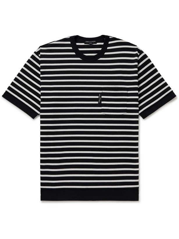 Photo: Comme des Garçons HOMME - Logo-Appliquéd Striped Cotton-Jersey T-Shirt - Black