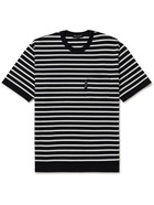 Comme des Garçons HOMME - Logo-Appliquéd Striped Cotton-Jersey T-Shirt - Black