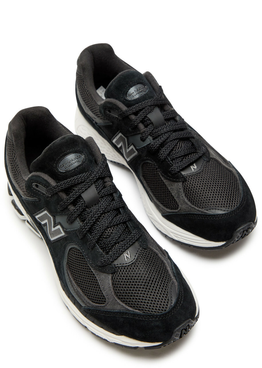 New Balance 2002R Panelled Suede and Mesh-knit Sneakers Black