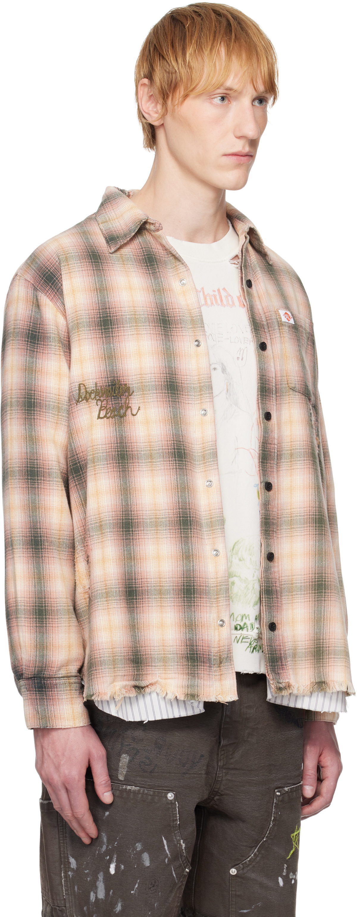 PALY Tan & Pink 'Dockweiler' Flannel Overshirt