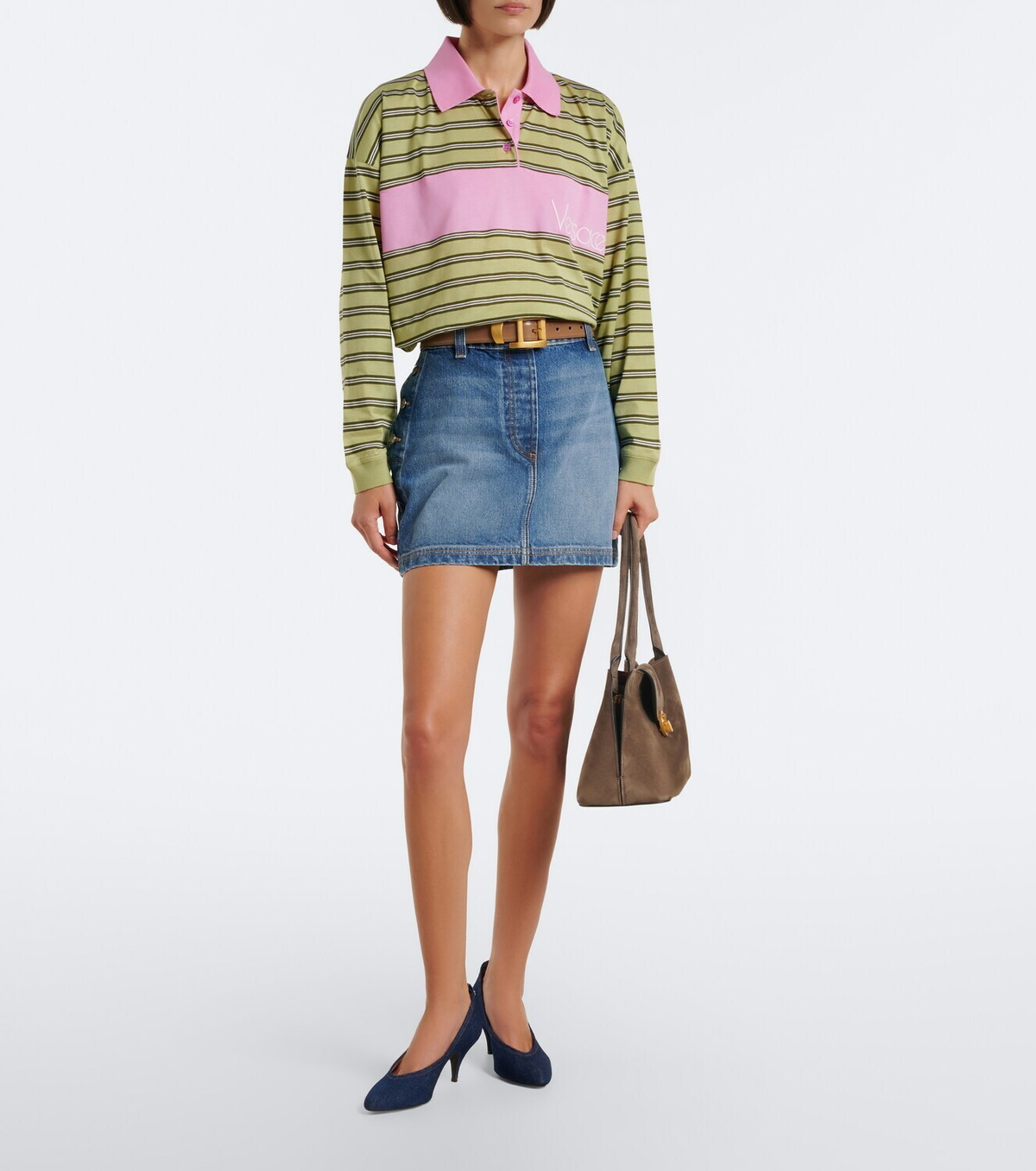 Versace Faded denim miniskirt