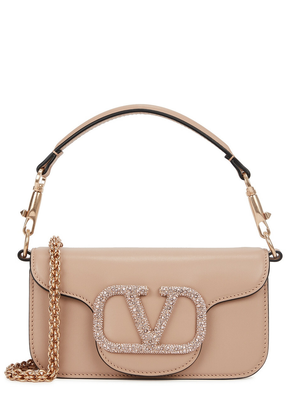 Valentino Garavani Locò Small Leather Shoulder bag - Beige
