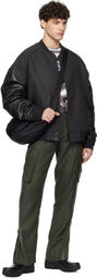 Juun.J Black Varsity Jumper Bomber Jacket