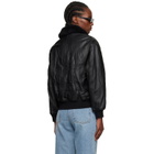 Dunst Black A-2 Shearling Collared Leather Jacket