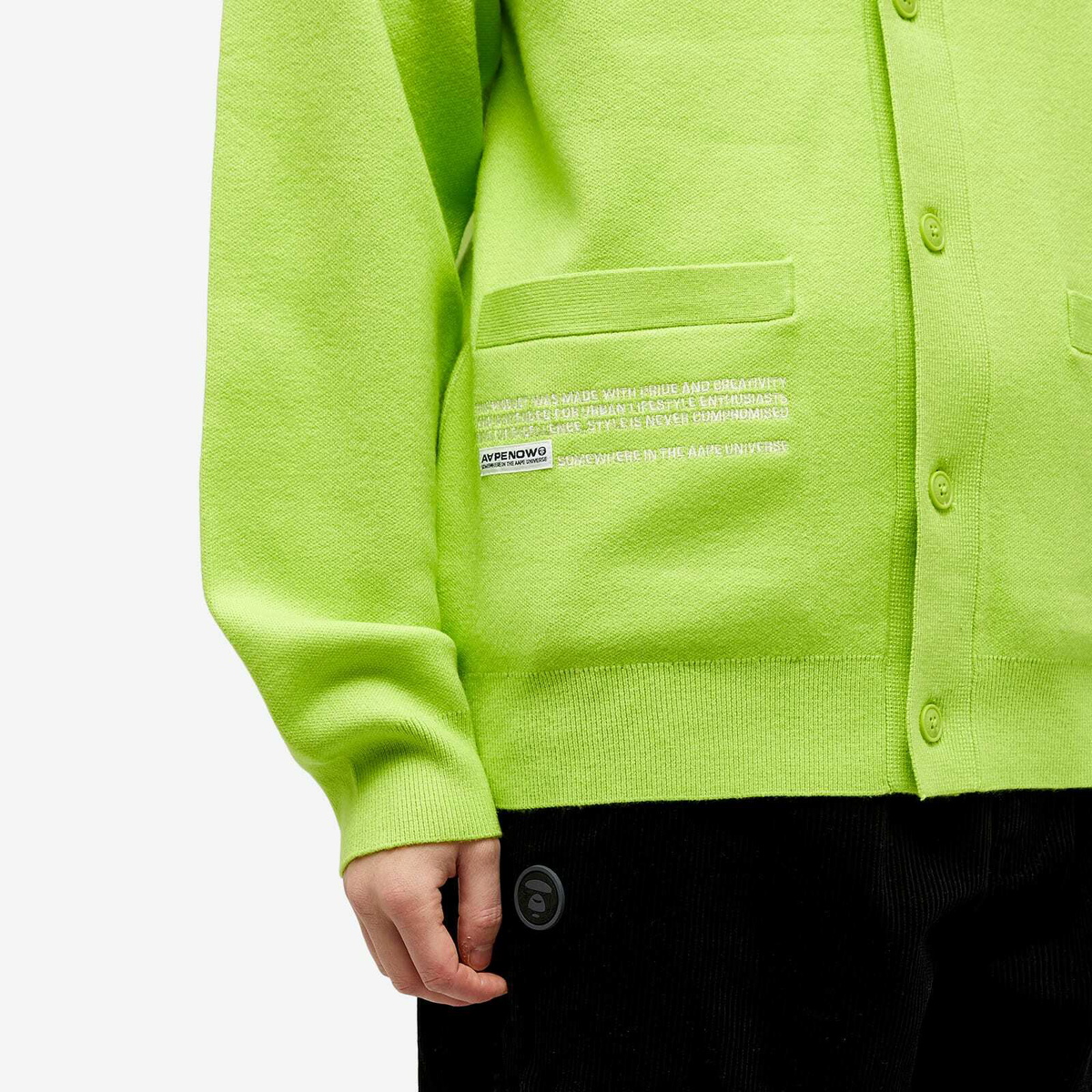 Men's AAPE Now Knitted Cardigan in Green AAPE by A Bathing Ape