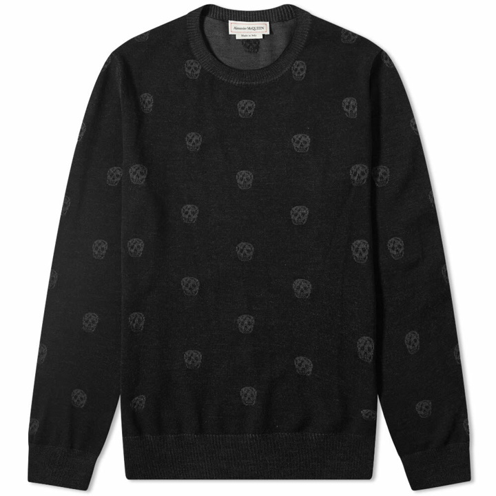 Photo: Alexander McQueen Men's Skull Intarsia Crew Knit in Black/Charcoal