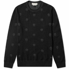 Alexander McQueen Men's Skull Intarsia Crew Knit in Black/Charcoal