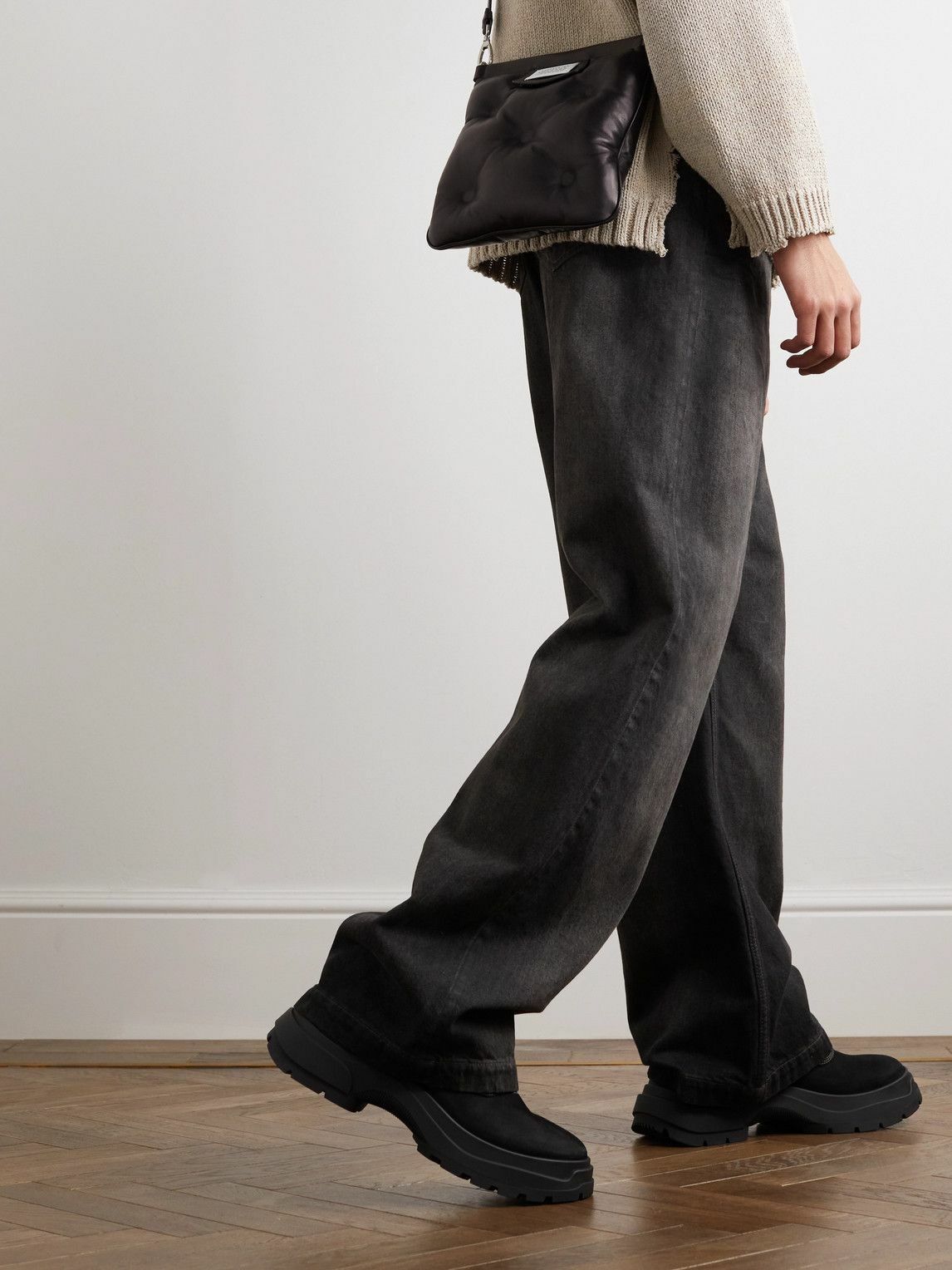 Maison Margiela - Alex Mesh-Trimmed Nubuck Boots - Black Maison