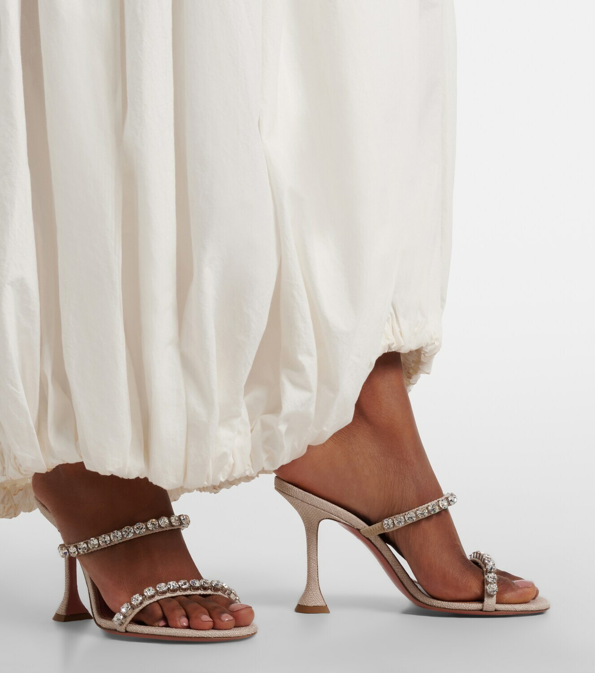 Amina Muaddi Gigi embellished canvas mules