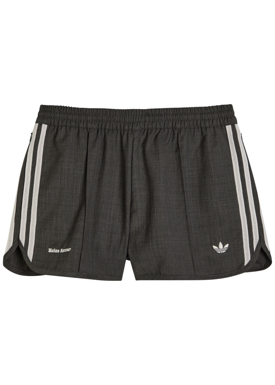 Adidas X Wales Bonner Logo-embroidered Wool-blend Shorts Dark Grey