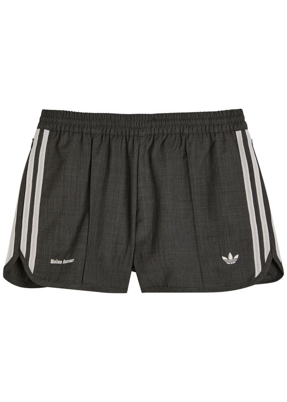 Photo: Adidas X Wales Bonner Logo-embroidered Wool-blend Shorts Dark Grey