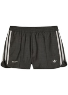 Adidas X Wales Bonner Logo-embroidered Wool-blend Shorts Dark Grey