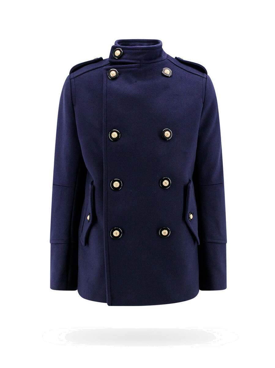 Balmain Coat Blue Mens Balmain