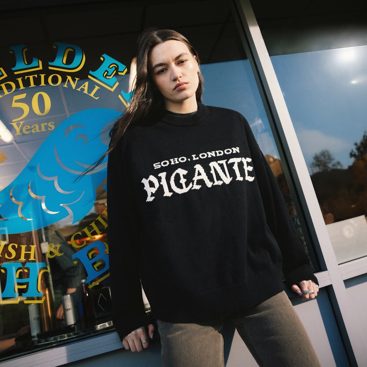END. x PICANTE Headline Knit Sweater in Black