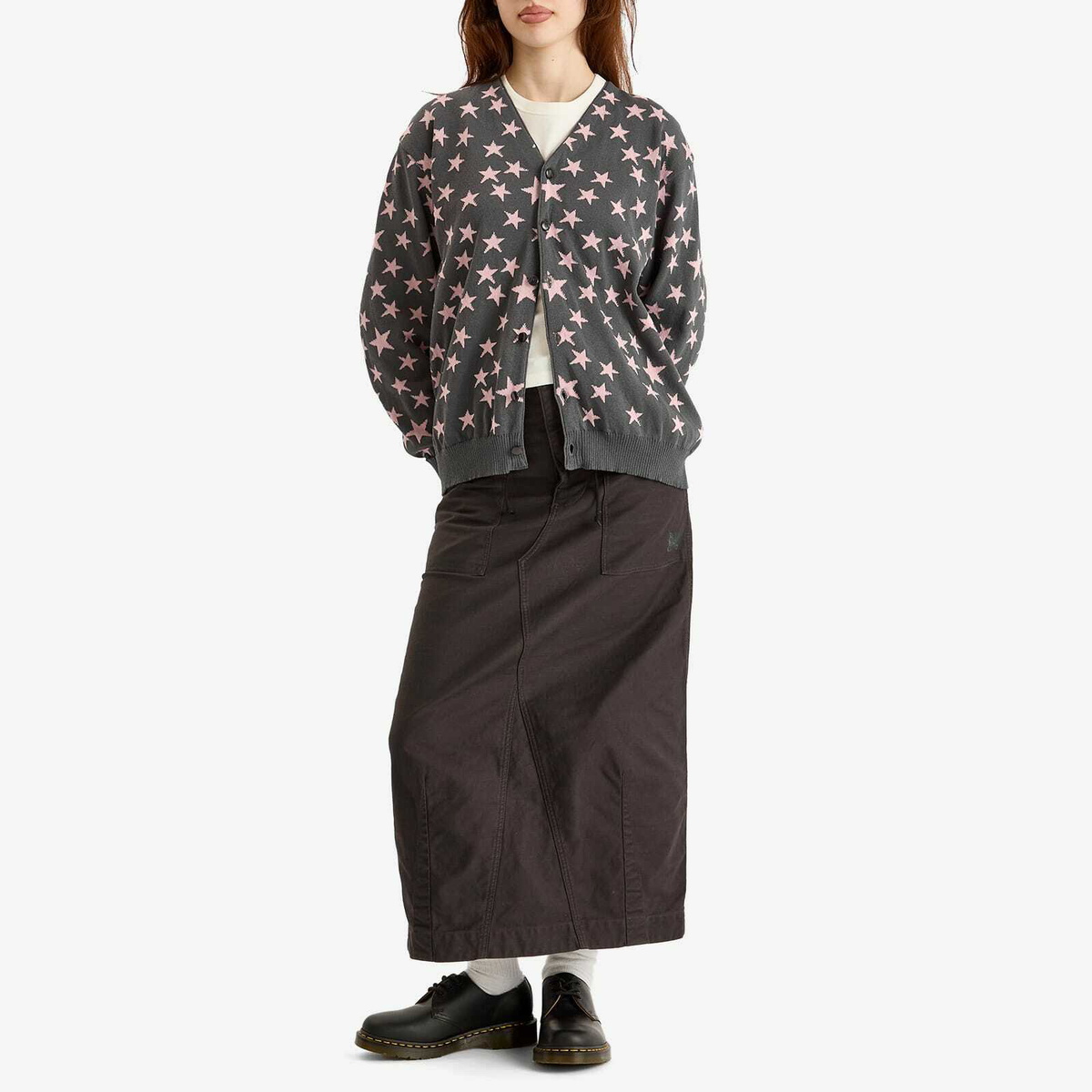 Needles Women's V Neck Cardigan in Charcoal