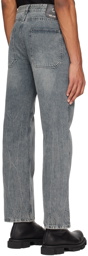 Solid Homme Gray Straight Washed Jeans