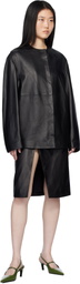 Loulou Studio Black Round Neck Leather Jacket