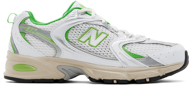 Photo: New Balance White & Green 530 Sneakers