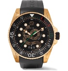 Gucci - Dive 45mm Gold PVD-Coated Watch with Rubber Strap - Black