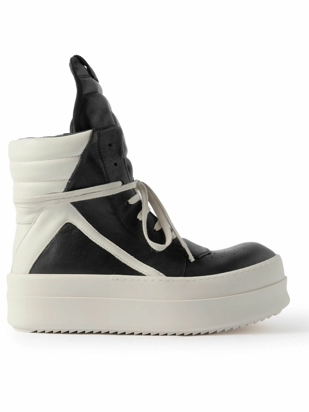 Photo: Rick Owens - Geobasket Mega Bumper Exaggerated-Sole Two-Tone Leather High-Top Sneakers - Black