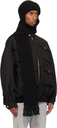 We11done Black Chunky Muffler Beanie