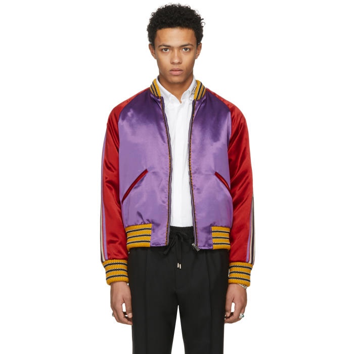 Photo: Gucci Purple Blind For Love Tiger Bomber Jacket 