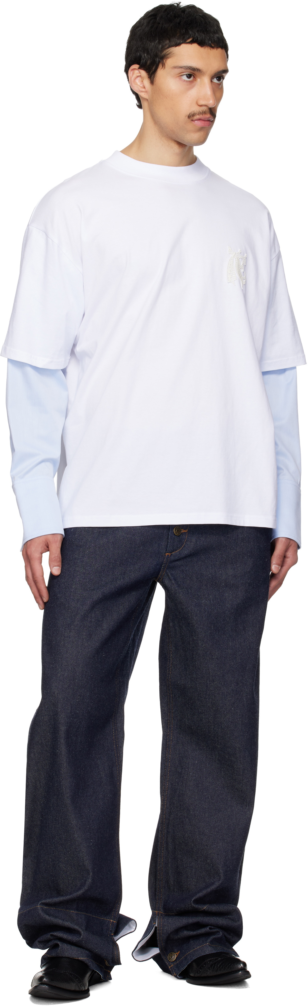 EGONlab Navy Contrasted Hem Jeans