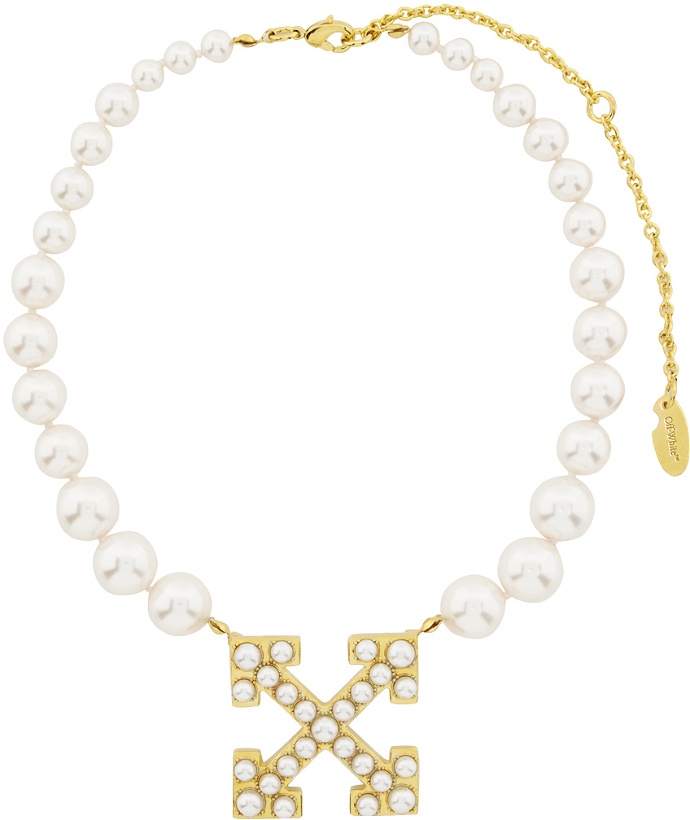 Photo: Off-White Gold & White Pearls Pavé Necklace