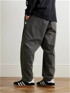 WTAPS - Tapered Belted Cotton-Blend Trousers - Gray