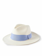 Frescobol Carioca - Rafael Grosgrain-Trimmed Straw Panama Hat - Blue