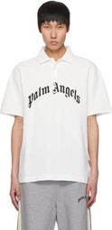 Palm Angels White Curved Logo Polo