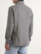 Eleventy - Texas Houndstooth Wool and Cashmere-Blend Shirt - Gray