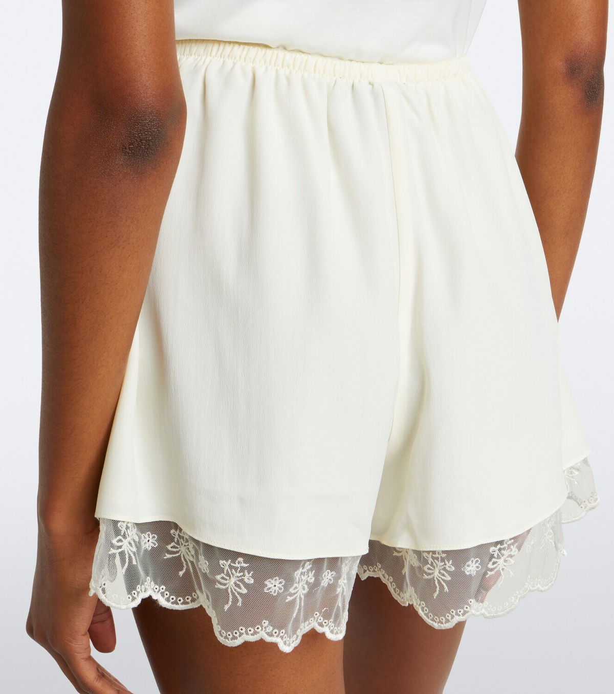 Simone Rocha Lace-trimmed satin shorts