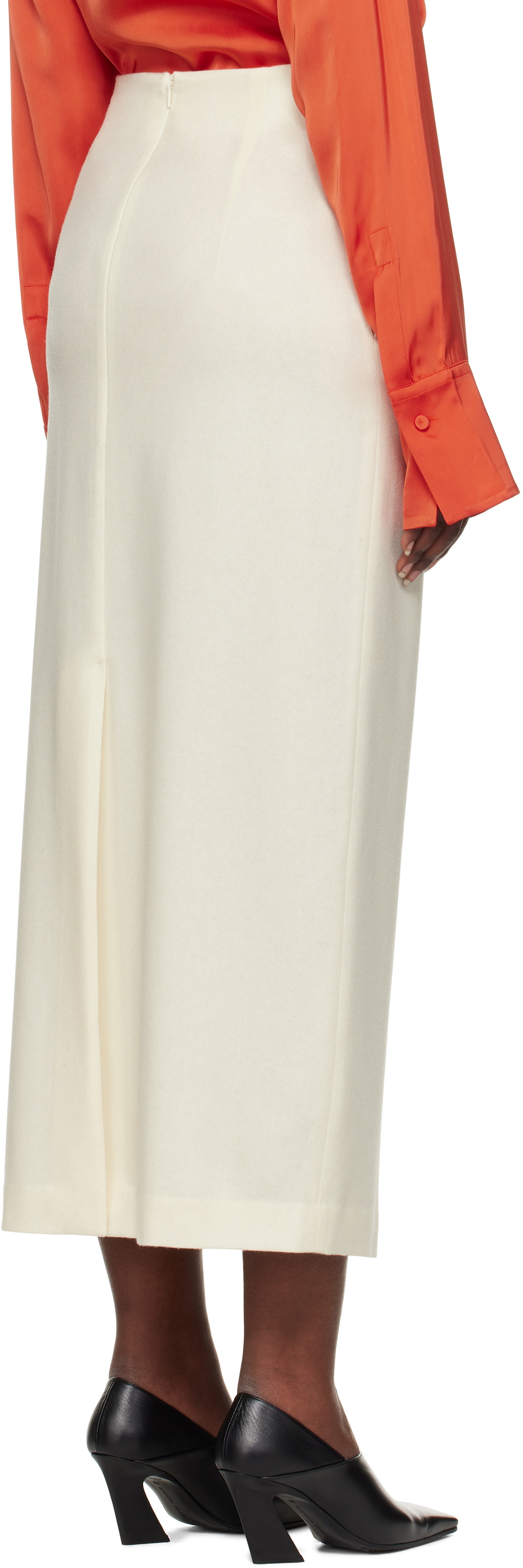 AURALEE Off-White Airy Smooth Cashmere Maxi Skirt
