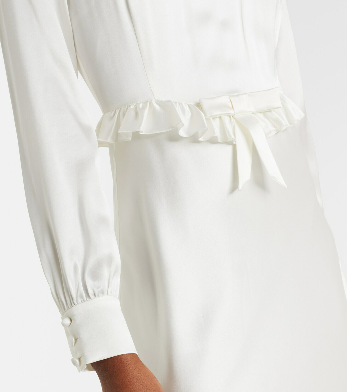 Alessandra Rich Bow-detail ruffled silk satin midi dress