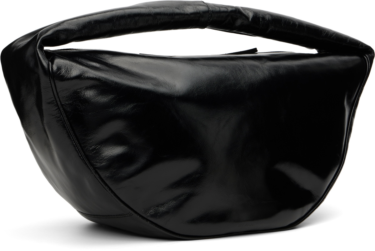 BY FAR Black Maxi Cush Creased Leather Shoulder Bag