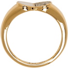 Adina Reyter Gold & White Ceramic Pavé Folded Heart Ring