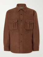 Caruso - Houndstooth Brushed Wool Overshirt - Neutrals