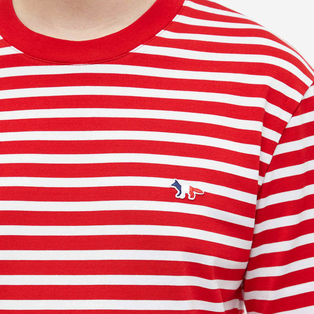 Maison Kitsuné Men's Long Sleeve Tricolour Fox Stripe T-Shirt in