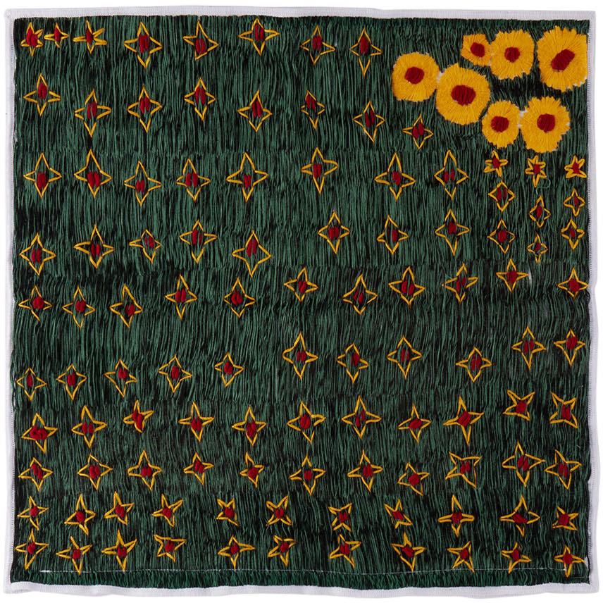 Luna Del Pinal White & Green Flower Topographic Cushion Cover