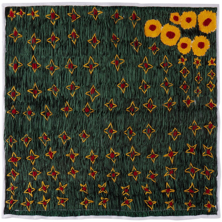 Photo: Luna Del Pinal White & Green Flower Topographic Cushion Cover