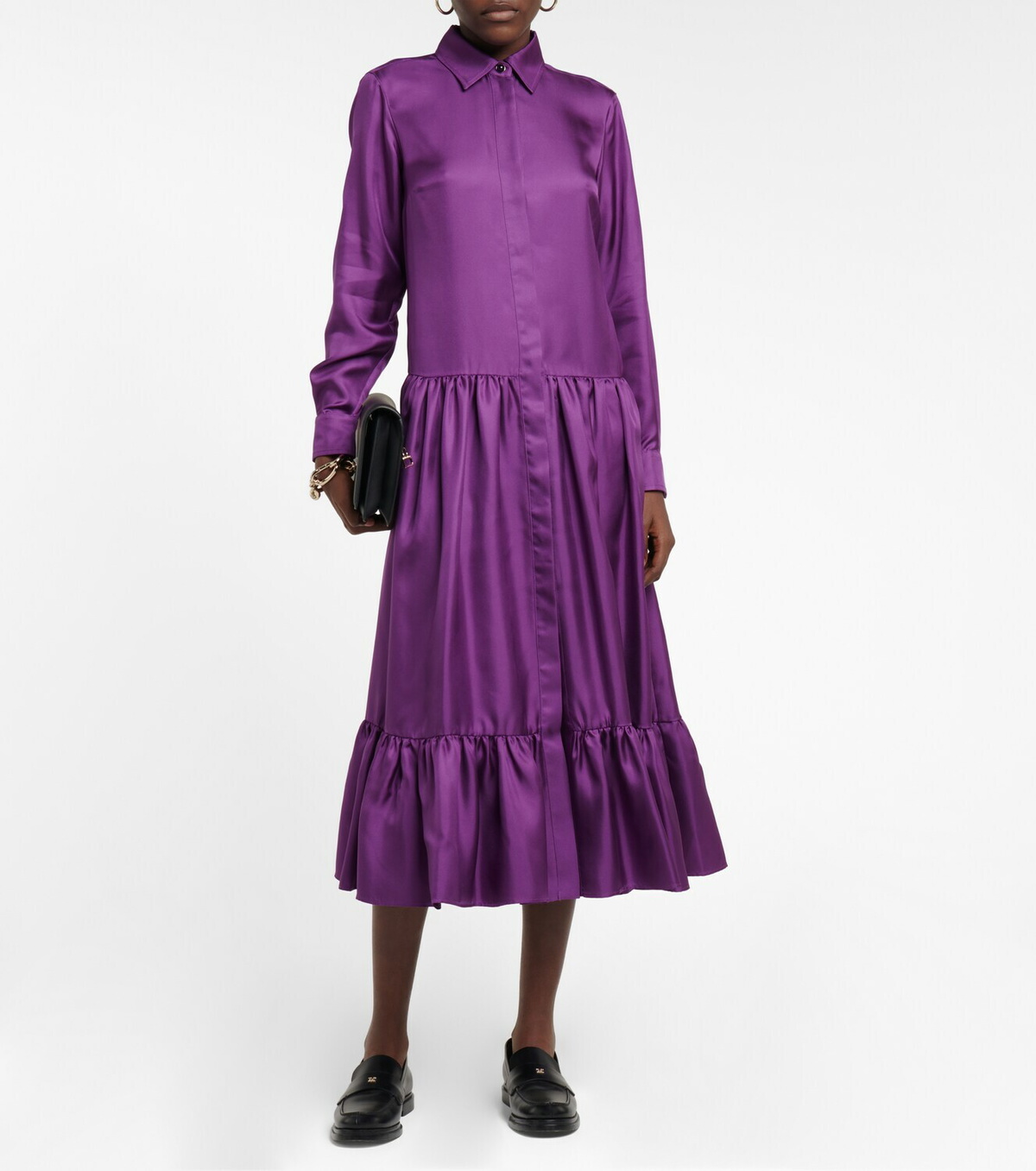 open lace back dress Ruffle Sleeve Hi Low Button Down Dress