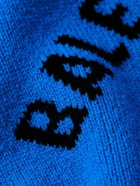 Balenciaga - Oversized Logo-Jacquard Wool-Blend Sweater - Blue