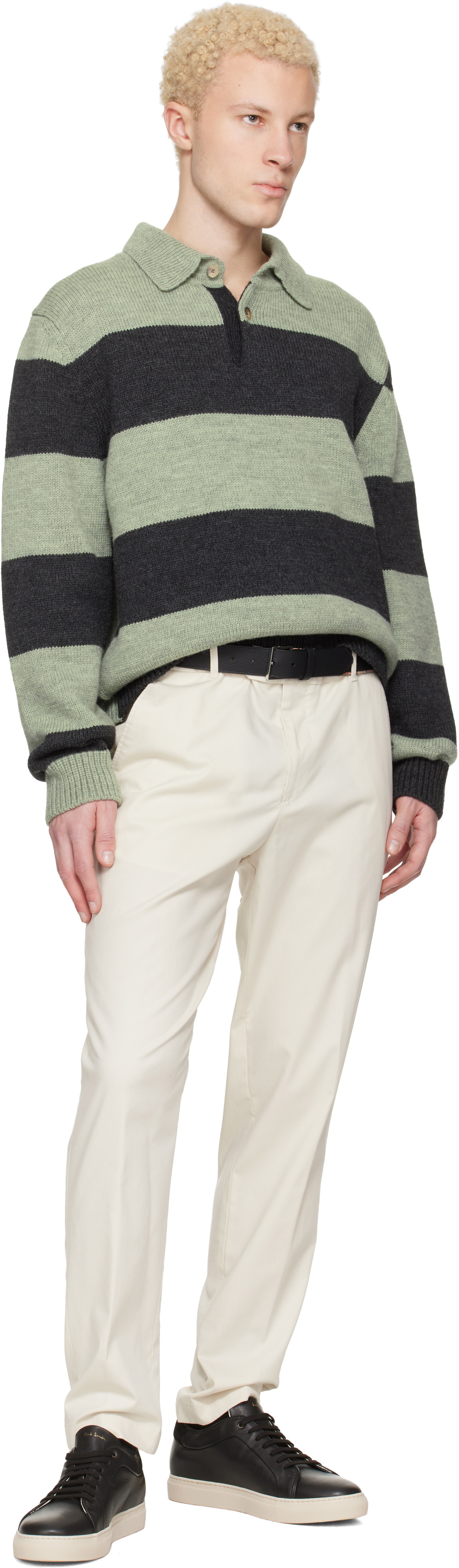 Paul Smith Black 'Signature Stripe' Edge Leather Belt