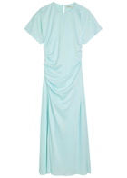 Simkhai Marabella Draped Satin Maxi Dress Light Blue